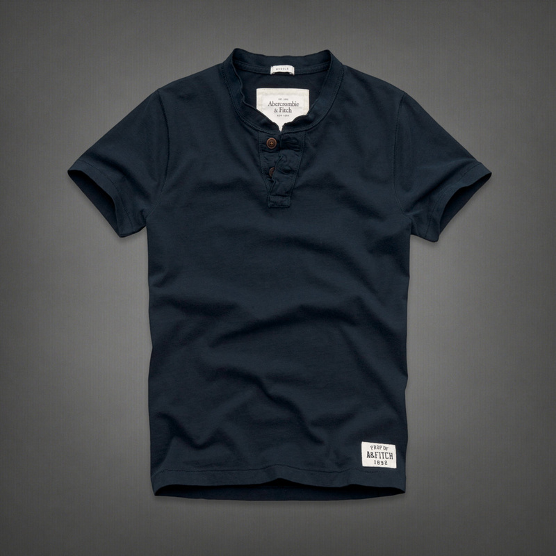 Abercrombie Fitch Hombres Ponte de pie de cuello Corto Remera AF5794